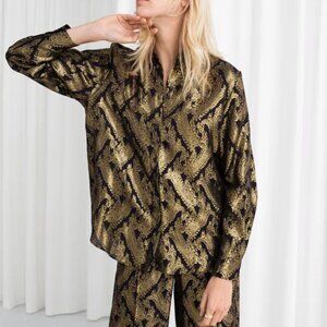 & Other Stories Metallic Jacquard Lounge Shirt